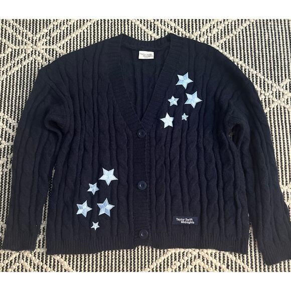 Taylor Swift Midnights Navy Cardigan Sweater with Blue Stars, XL/2XL - Picture 1 of 7